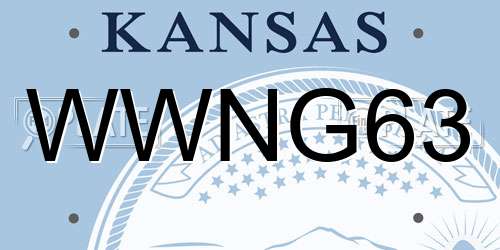 WWNG63 Kansas License Plate