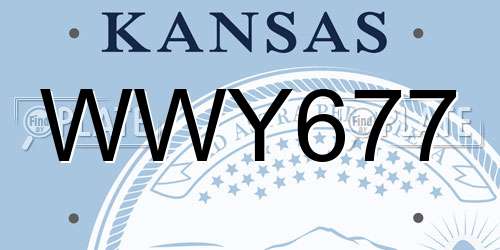 WWY677 Kansas License Plate