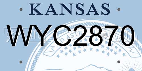 WYC2870 Kansas License Plate