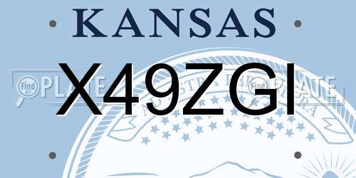 X49ZGI Kansas License Plate