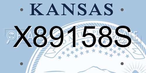 X89158S Kansas License Plate