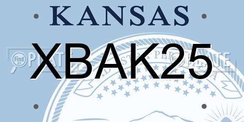 XBAK25 Kansas License Plate
