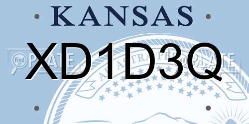 XD1D3Q Kansas License Plate