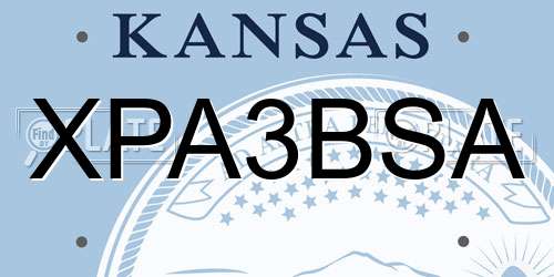 XPA3BSA Kansas License Plate