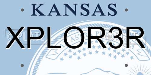 XPLOR3R Kansas License Plate