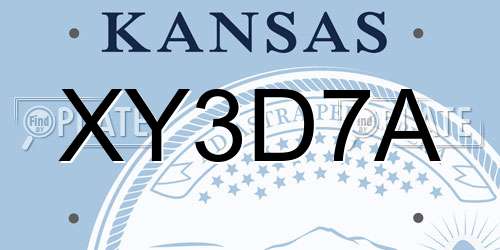 XY3D7A Kansas License Plate