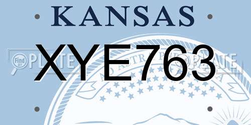 XYE763 Kansas License Plate