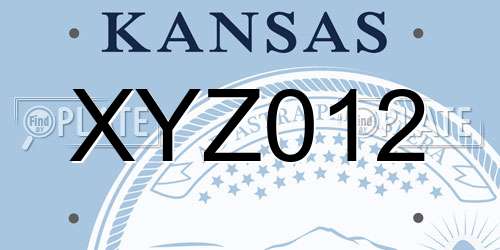 XYZ012 Kansas License Plate
