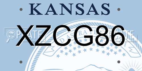 XZCG86 Kansas License Plate