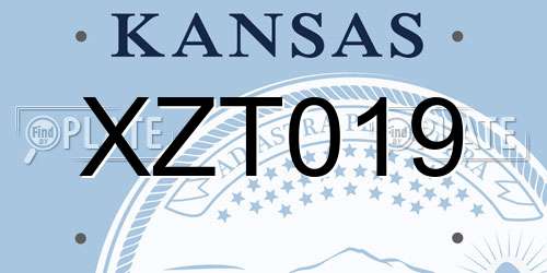 XZT019 Kansas License Plate