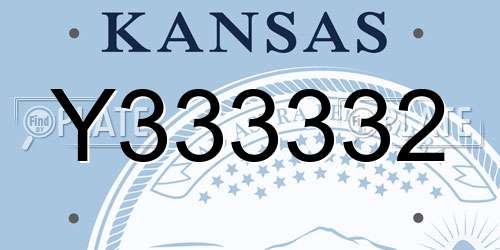 Y333332 Kansas License Plate