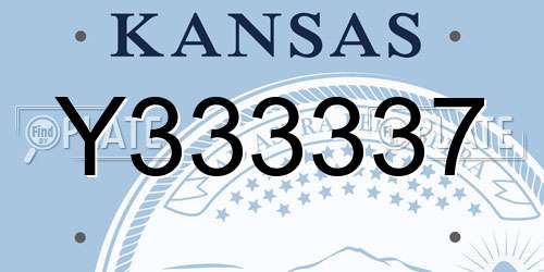 Y333337 Kansas License Plate