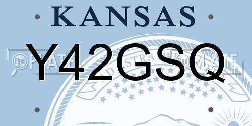 Y42GSQ Kansas License Plate