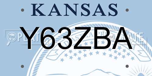 Y63ZBA Kansas License Plate