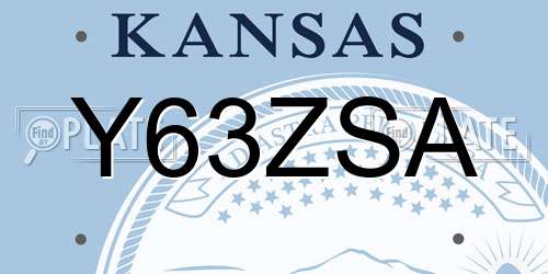 Y63ZSA Kansas License Plate