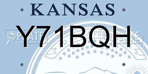 Y71BQH Kansas License Plate