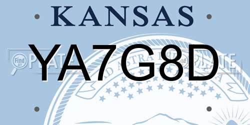 YA7G8D Kansas License Plate
