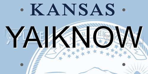 YAIKNOW Kansas License Plate