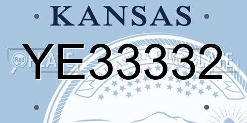 YE33332 Kansas License Plate