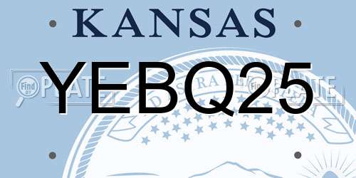 YEBQ25 Kansas License Plate