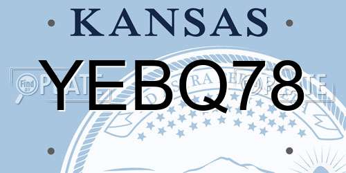 YEBQ78 Kansas License Plate