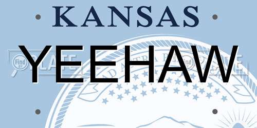 YEEHAW Kansas License Plate