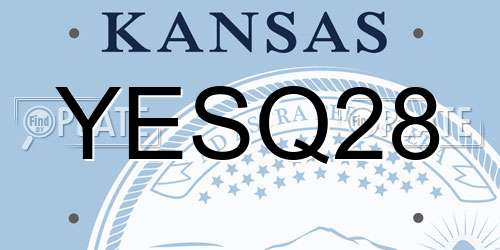 YESQ28 Kansas License Plate