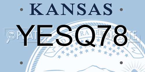 YESQ78 Kansas License Plate