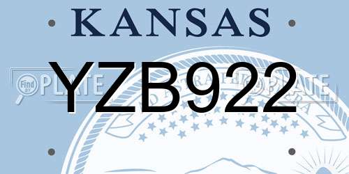 YZB922 Kansas License Plate