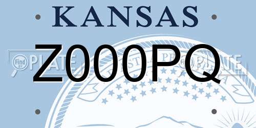 Z000PQ Kansas License Plate