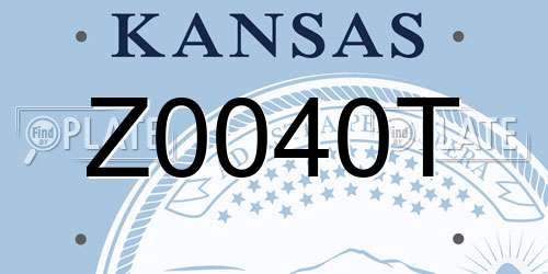 Z0040T Kansas License Plate