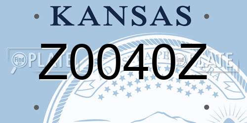 Z0040Z Kansas License Plate