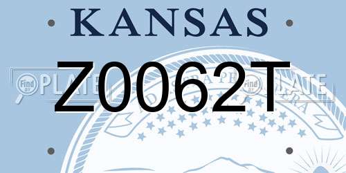 Z0062T Kansas License Plate