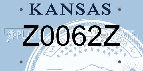 Z0062Z Kansas License Plate