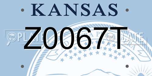 Z0067T Kansas License Plate