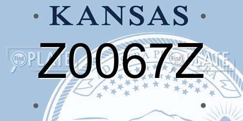 Z0067Z Kansas License Plate
