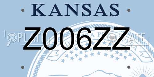 Z006ZZ Kansas License Plate