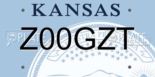 Z00GZT Kansas License Plate