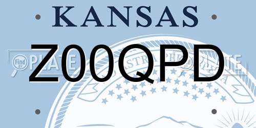 Z00QPD Kansas License Plate