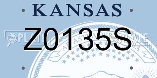 Z0135S Kansas License Plate