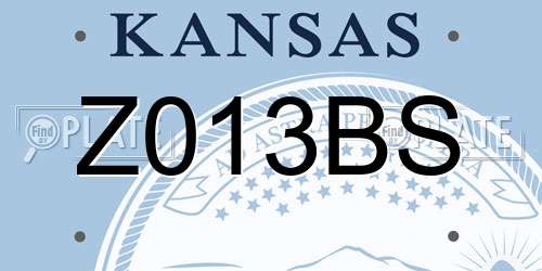 Z013BS Kansas License Plate
