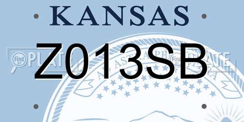 Z013SB Kansas License Plate