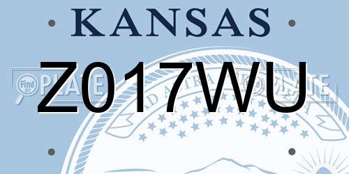Z017WU Kansas License Plate