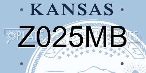 Z025MB Kansas License Plate