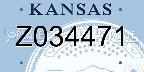 Z034471 Kansas License Plate