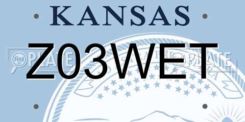 Z03WET Kansas License Plate