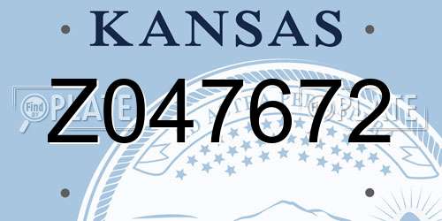 Z047672 Kansas License Plate