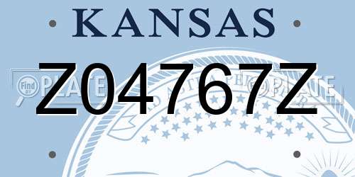 Z04767Z Kansas License Plate