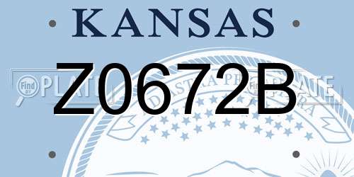 Z0672B Kansas License Plate