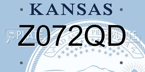 Z072QD Kansas License Plate
